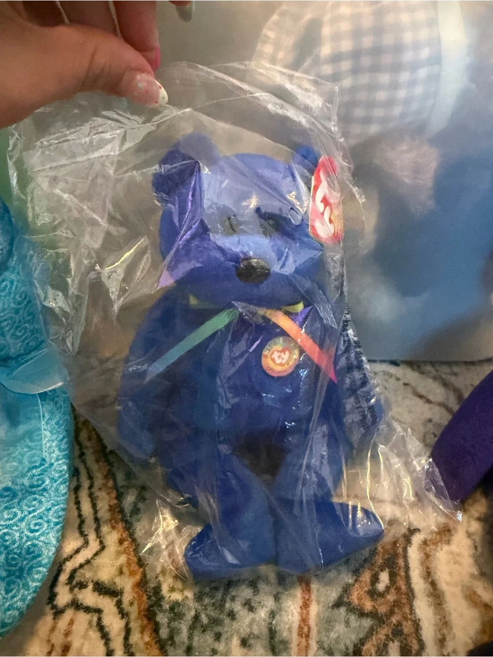 Vintage 1998 TY Beanie Baby Clubby  dark Blue Bear with Original Tags ERRORS